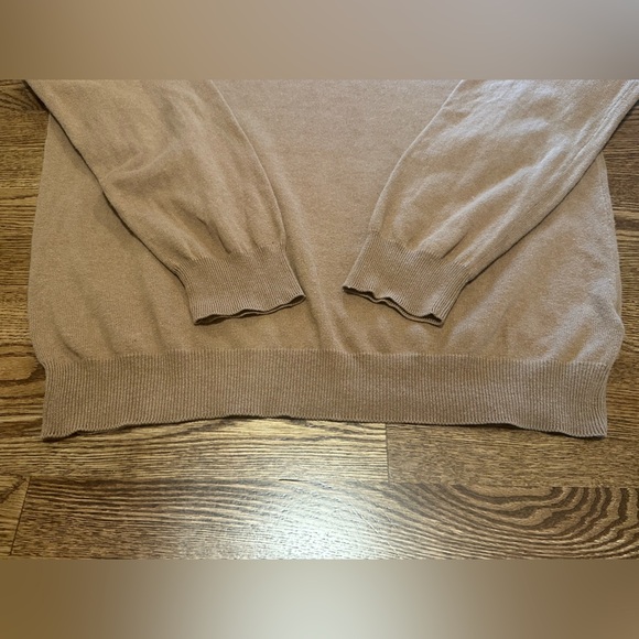 J.Crew Camel Tan V Neck Knit Pullover Sweater Classic Neutral Men’s Size Large - Picture 7 of 8